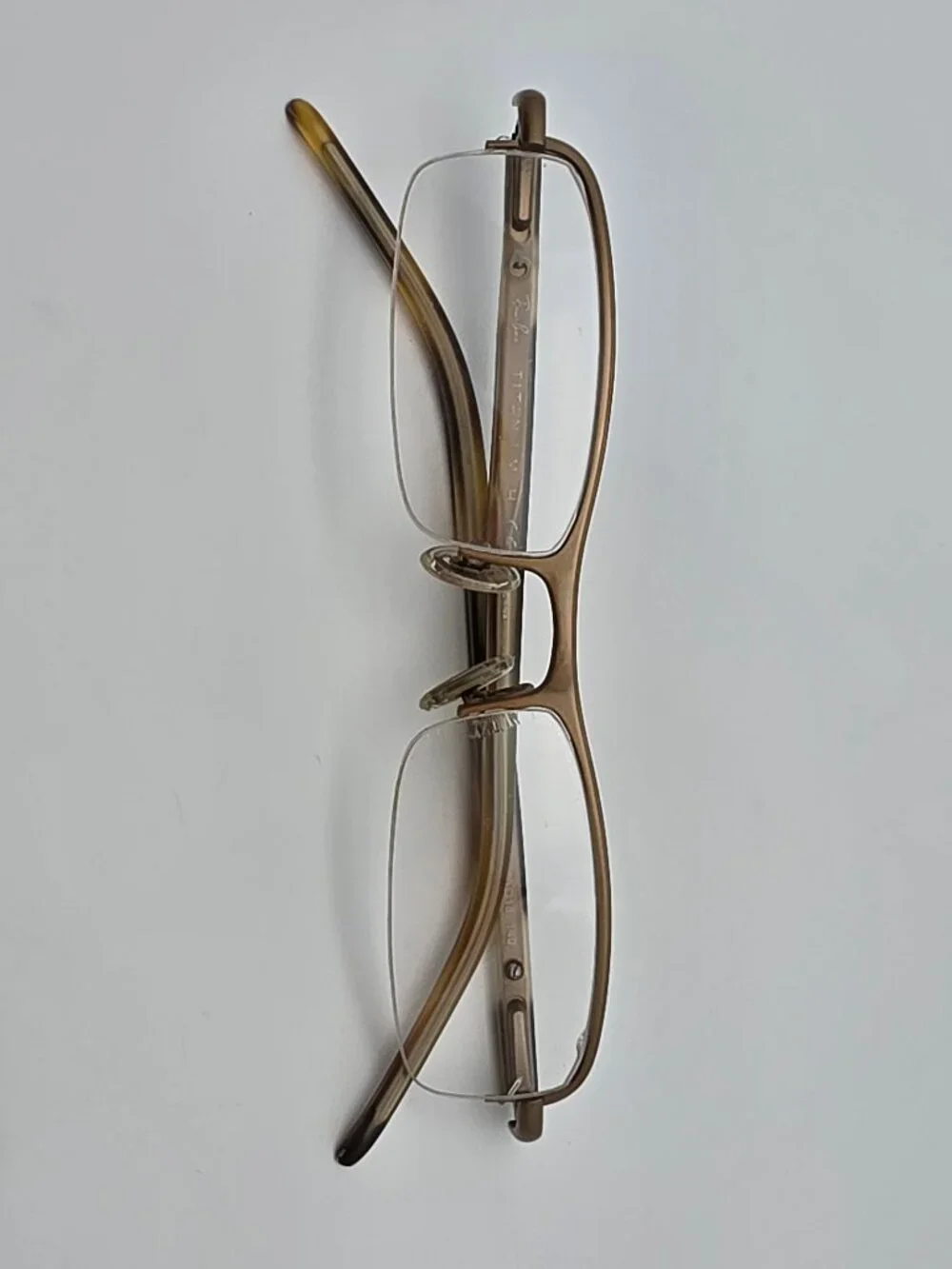 Ray-Ban RB8612 1065 Gold Sand Titanium Semi Rimless Eyeglasses Frame w Case 50mm